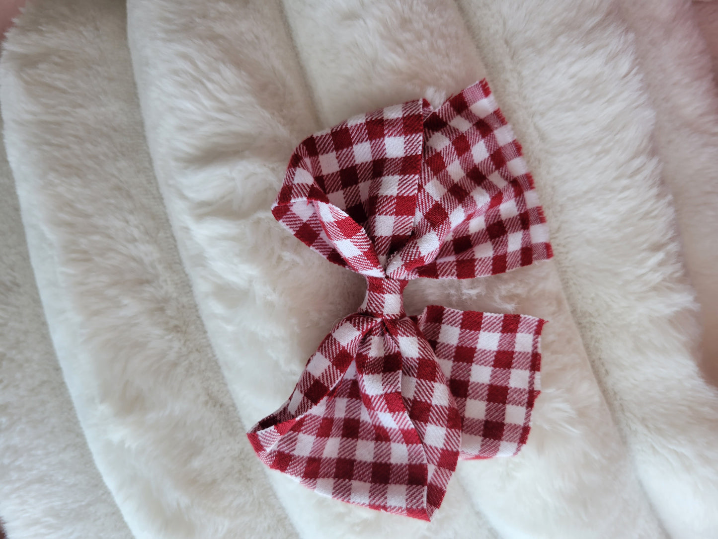 Red and White Gingham Hair Bow