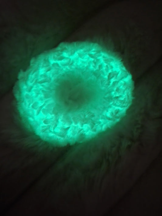 White-Green Glow-In-The-Dark Scrunchie