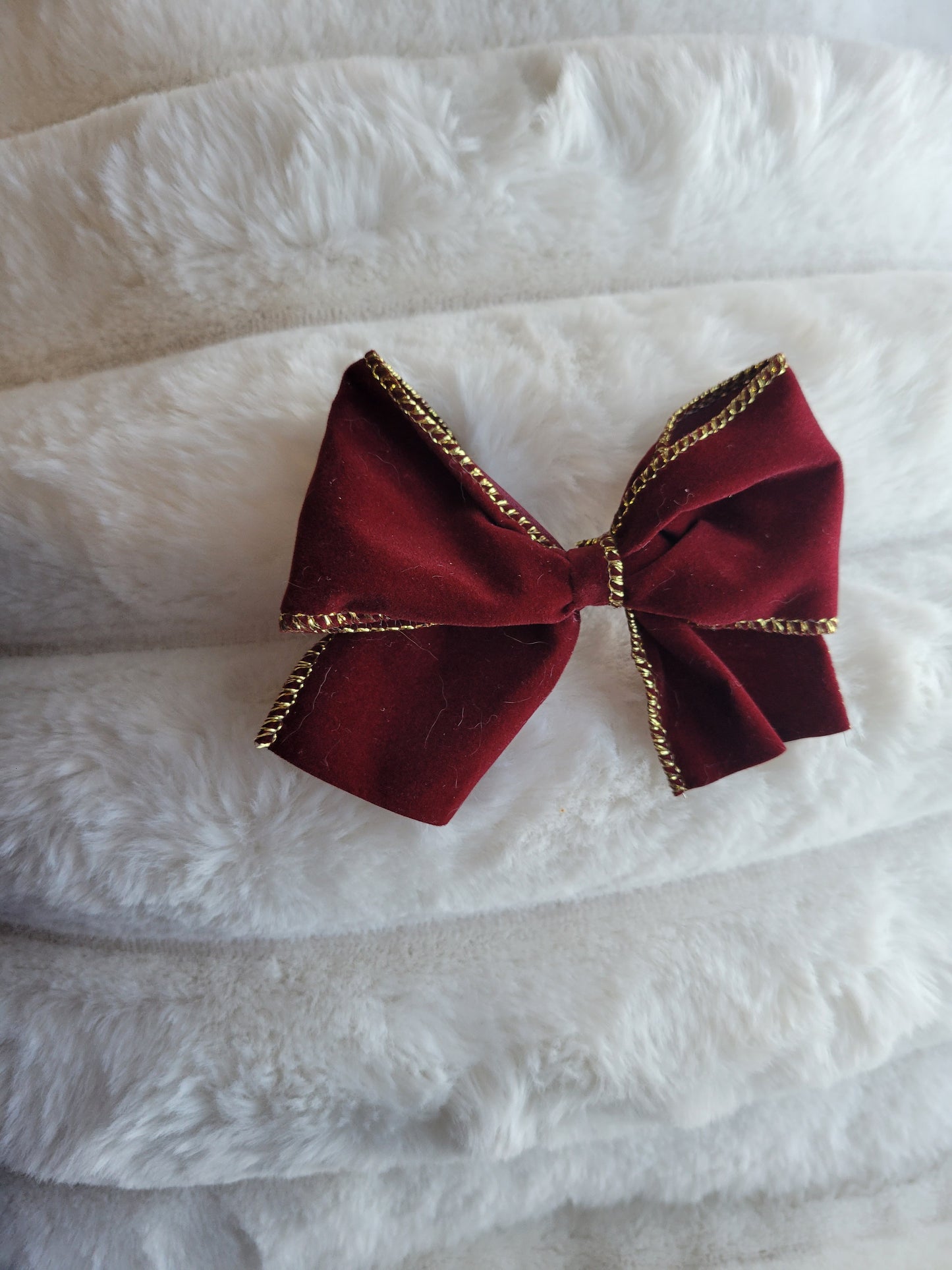 Mini Red Velvet Gold Trim Ribbon